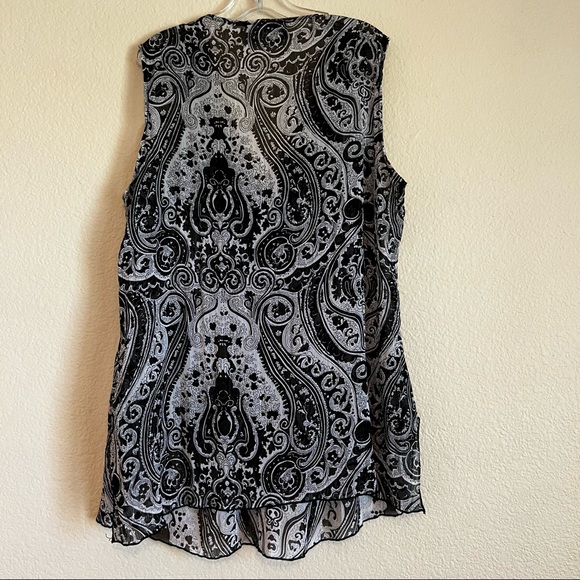 Baranda Black White Paisley print sleeveless tunic blouse size large extra large - Picture 8 of 9